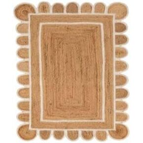 Scallop Pattern Jute Bohemian Area Rug (Pink, 2'x3')