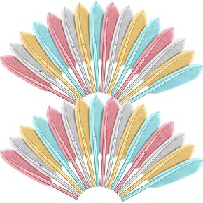 Frienda 32 Pieces Feather Pens Pastel Artificial Feather Ballpoint Ink Pens Vintage Gel ballpoints Teacher Office Wedding Bridal Party Supplies