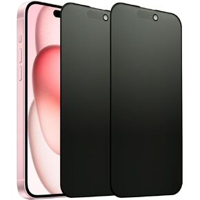 2 Pack Compatible with iPhone 15 Matte Privacy Screen Protector 6.1 Inches, Anti-spy Anti-glare Eye Protection Scratch Resistant Tempered Glass Film, Full Coverage, Smooth & Sensitive Touch