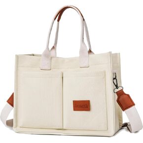 VODIU Canvas Tote Bags for Women Satchel Handbags Crossbody Tote Bag with Pockets Shoulder Travel Tote Bags