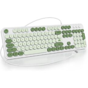 لوحة مفاتيح الآلة الكاتبة السلكية بالحجم الكامل، لوحة مفاتيح ماتشا باللون الأخضر، لوحة مفاتيح كمبيوتر قديمة مع أغطية مفاتيح مستديرة لأجهزة الكمبيوتر المحمول التي تعمل بنظام Windows (ماتشا) in Kuwait