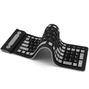 Wireless Silicone Keyboard Foldable Rollup Flexible Keyboard Full Size 107 Keys with Number Pad Waterproof/Dustproof Typing Soft Touch Portable Travel Keyboard for PC/Notebook/Laptop/Computer/Tablet