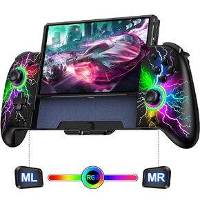 LIFUFUTEE Wireless Switch Controllers, One-Piece Joypad Controller Replacement for Nintendo Switch Controller/OLED, Lightning Stripes