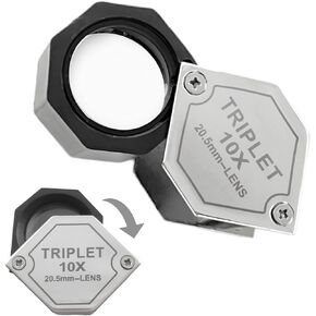 MAGDEPO 10x Folding Magnifier 20.5mm Jewelers Eye Loupe Pocket Jewelry Magnifying Glass for Stamp, Mineral, Appraisal Gemstone, and Closeup Works
