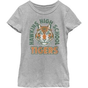 Netflix Stranger Things Hawkins High School Tigers Arch Girls Short Sleeve Tee Shirt