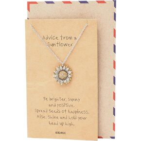 قلادة عباد الشمس للنساء من تشيوان، هدية للأم مع بطاقة تهنئة ملهمة (لونين) in Kuwait