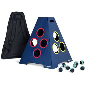 حزمة لعبة Caliber Games TowerBall - لعبة الفناء الخلفي والعشب والشاطئ والباب الخلفي - رائعة لجميع الأعمار وأحجام المجموعات - تتضمن برجًا قابلاً للطي، و8 كرات (4 خضراء و4 زرقاء)، وحقيبة ظهر ممتازة