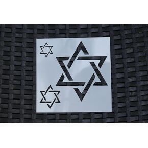 Star of David Logo Stencil Reusable Sturdy Flexible Clear Plastic 1-5.5x5.5 in Arts and Crafts Material Scrapbooking for Airbrush Painting Drawing