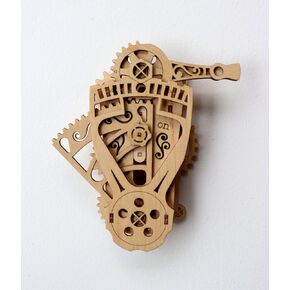 ABONG Gear and Cam Light Switch 3D Wood Model Kit | Includes 41 Pieces and Video Build Guide | Replaces Basic Light Switch Cover | Decorate Yourself