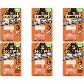 Gorilla Crystal Clear Duct Tape, 1.88" x 5 yd, Clear, (Pack of 6)
