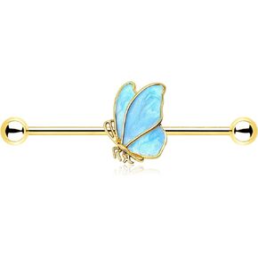 Jewseen Butterfly Industrial Piercing Jewelry 14g Industrial Jewelry Gold Industrial Earring Industrial Barbell for Women Body Piercing Jewelry