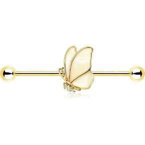 Jewseen Butterfly Industrial Piercing Jewelry 14g Industrial Jewelry Gold Industrial Earring Industrial Barbell for Women Body Piercing Jewelry
