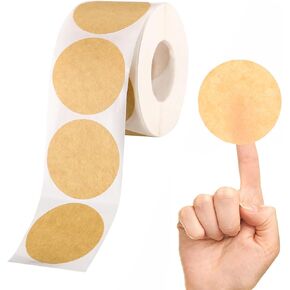 500 Pcs 1.5 Inch Natural Brown Kraft Stickers, Round Blank Roll Label Stickers for Bottle Jars Canning and Lid, Permanent Adhesive Kraft Labels