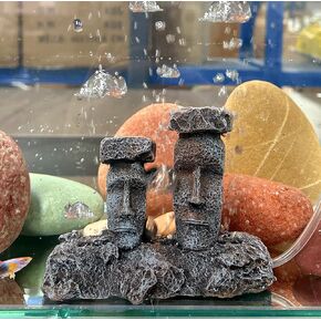 Bubbler for Aquarium Fish Tank Aquarium air Bubbler Decorations Easter Island Moai Statues Aquarium Bubbler Decorations