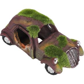 Fish Tank Decorations Aquarium Landscape Decoration Fish Tank Decoration Fish Tank Resin Old Car 14X6.5X5 Cm for Fish Shrimp Aquarium Ornament(Flocking Classic Car)