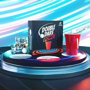 Double Dare Pong Game - Beer Pong with 3 Card Levels - Fun and Competitive Beer Games for Unforgettable Parties and Gatherings