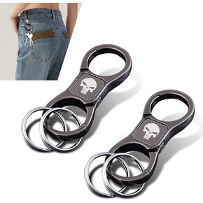 1 PC Car Metal Two-way Keychain, Quick Release Keychain with 2 Detachable Key Ring, Universal Key Organizer (Black)