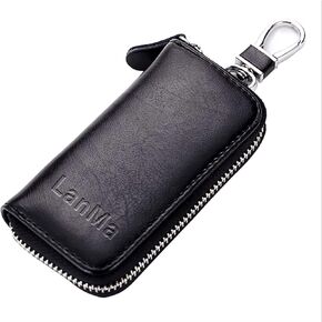 LanMa حافظة مفاتيح السيارة حامل جلدي لسلسلة مفاتيح السيارة حقيبة السيارة عن بعد مفتاح فوب لحقيبة المفاتيح بسحاب السيارة in Kuwait