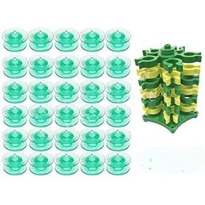 HONEYSEW 100pcs Clear Green Bobbins Compatible with Viking Husqvarna White Home #4125615-45#4123078-G Compatible with Husqvarna Viking Rose Designer Platinum Lily Series
