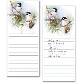 Set of 2- Chickadees on Pine List Pad, Notepad, Shopping List with Attachable Magnet