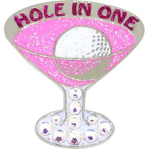 Navika Pink Cosmo Hole in One Crystal Golf Ball Marker with Magnetic Hat Clip | Drink Ball Marker for Women Golfers | Great Gift for Booze Themed Events | Hole in One Accessory