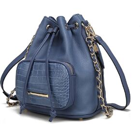 MKF Collection Bucket Shoulder Bag for Women Vegan Leather Crossbody Bag, 2 different style of straps Handbag Purse By Mia K