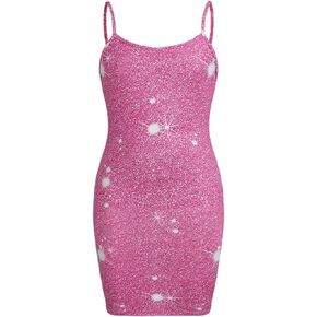 WDIRARA Girl's Contrast Sequin Sleeveless Dress Spaghetti Strap Bodycon Dresses Kids Summer Outfits