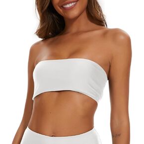 Bellecarrie Women Bandeau Bikini Top Only Strapless Bathing Suit Top with Complimentary Strap