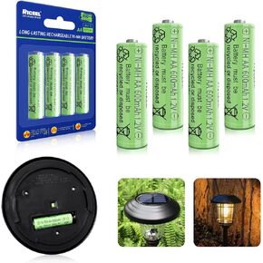 Rechargeable AA Batteries for Solar Lights 600mAh Double AA Battery 1.2V AA Rechargeable Batteries Solar Battery Batteries AA Size Garden Lights, Household Devices