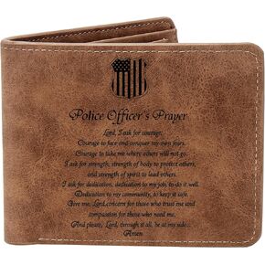 THTCSQ Police Officer Prayer Gifts,police Leather Wallet for Man Engraved Personalized Leather Wallet Police Academy Graduation Gift Inspirational Gift Birthday Gift (Prayer Gifts)