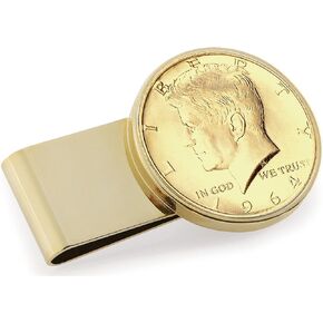 Gold-Layered JFK 1964 First Year of Issue Half Dollar Stainless Steel Coin Money Clip