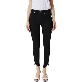 Kan Can Women's High Rise Hem Detail Skinny Jeans - KC7267