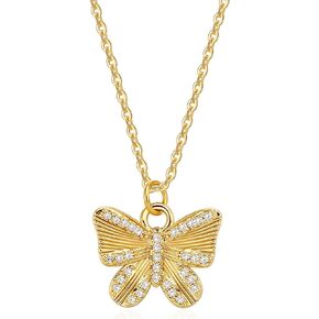 LecAit Sun Necklace for Women,18K Gold Plated Rhinestone Sun/Butterfly/Infinity Pendant Necklace for Women Girls