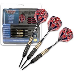 Shot! Darts Steel Tip, 20 Piece Gift Set (22g / 24g), 90% Tungsten Barrels, Handcrafted Professional Dart Set and Flights Made in New Zealand, Metal Tip Bar Darts with storage case for Women & Men