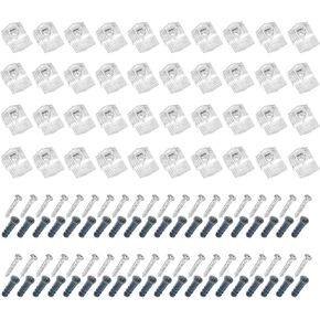 DGQ Pack of 40 Clear Plastic Mirror Holder Clips 1/8" Mirror Hanging Kit with Screw and Anchor for Wall