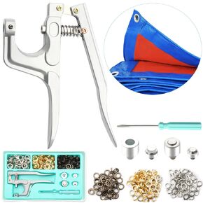 Grommet Tool Kit Handheld Eyelet Kit Manual Grommet Press Machine，Safe Grommet Tool with 150 Grommets ，Suitable as a Eyelet Tool for Fabrics, Canvas, and sunshades （1/2 inch,12 mm）