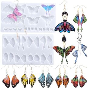 LET'S RESIN Resin Earring Molds, 2 Pcs Resin Molds Silicone with Butterfly Moth Wings Shapes, Silicone Molds for Resin Jewelry, DIY Art Craft