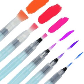 Watercolor Brush Pens 6Pcs Water Color Brush Pen Set Blue Brush Pens for Watercolor Refillable Watercolor Pens Watercolor Paint Pens Arts Value Set