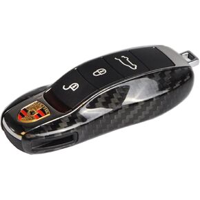 Carbon Fiber Porsche Key Cover Key Fob Cover Replacement Key Shell Case (Side Blades) for Porsche Cayenne Panamera Macan/718/911/918 Boxster Cayman