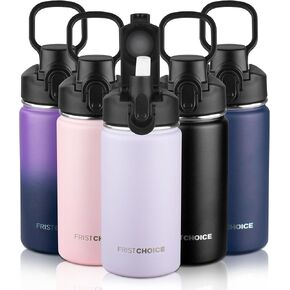 Kids Insulated Water Bottle with Straw,14oz Stainless Steel Water Bottle,BPA-free and Leak-proof,Double Wall Vacuum Water Flask for School,Gifts for Boys and Girls（14oz,Deep Sea Blue） in Saudi Arabia