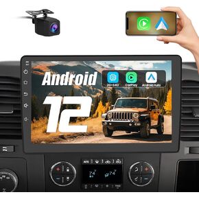 2+64GB Car Radio Stereo for Chevy Chevrolet Silverado Tahoe Equinox GMC Sierra Yukon Android 12 with CarPlay Android Auto Bluetooth GPS Navigation
