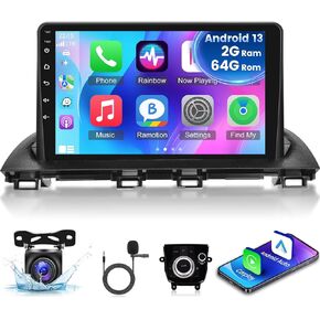 [2G+64G] Car Radio for Mazda 3 Axela 2014-2019, Android 13 Touch Screen Car Play Stereo, Carplay/Android Auto/EQ Audio/SWC/Bluetooth