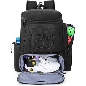 Pickleball Paddle Bag Backpack for 4 Rackets with Fence Hook, Pickleball Equipment Bag with Shoe Compartment for Men Women, Bag Only