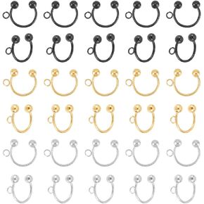 UNICRAFTALE 30Pcs 3 Colors DIY Ear Cuff Titanium Steel Earring Cuffs Tassel Ear Wrap Earring Cuffs Accessories 12mm Long C-Shape Ear Cuff for Non Piercing Earring Making