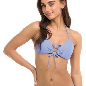 Body Glove Women's Standard Smoothies Baby Love Solid Molded Cup Triangle Push Up Bikini Top Swimsuit, Periwinkle