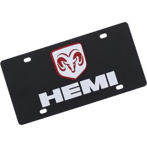 Eurosport Daytona, Inc. Dual Logo License Plate for Dodge Hemi (Black)