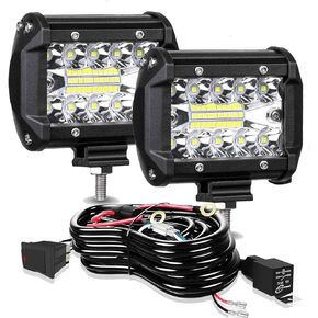 LED Pods Light Bar ELELION 4 Inch 60W Driving Fog Off Road Lights Triple Row Waterproof Spot Flood Combo Beam LED Cubes Lights W/Wiring Kit For Jeep Wrangler ATV UTV Polaris Toyota Golf Cart, 2 Pack