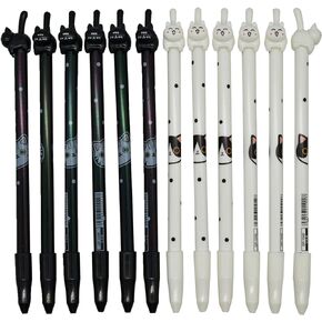 12PCS Kawaii Cat Pens Cat Tail Gel Pen For Cat Lovers Cute Animal Pens Fun Black Ink Rollerball Pens For De...