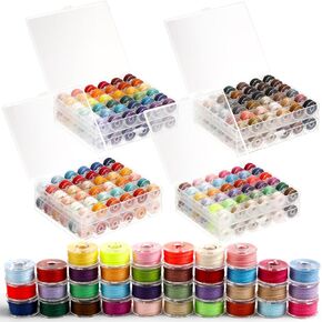 Retrowavy 288 Pcs Prewound Bobbins Sewing Thread 144 Colors Polyester Thread Sewing Machine Bobbins Embroidery Bobbins Embroidery Machine Thread with Plastic Storage Case for DIY Accessories