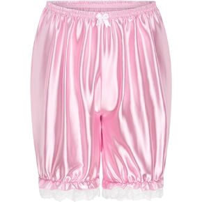 Satini Frilly Lace Sissy Ruffled Victorian Lolita Bloomer Shorts Silky Satin Pumpkin Pantaloon Pettipants